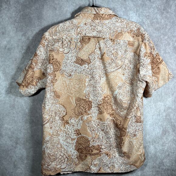 Tori Richard Shirt Mens Medium Brown Bandana Print Short Sleeve Button Up Casual - Picture 6 of 9